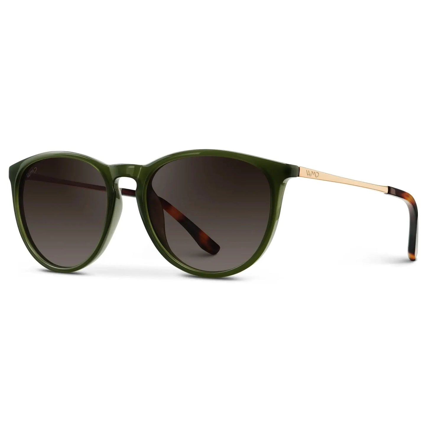 DREW Round Polarised Women's Sunglasses in Oliver Green/Gold by WMP Eyewear