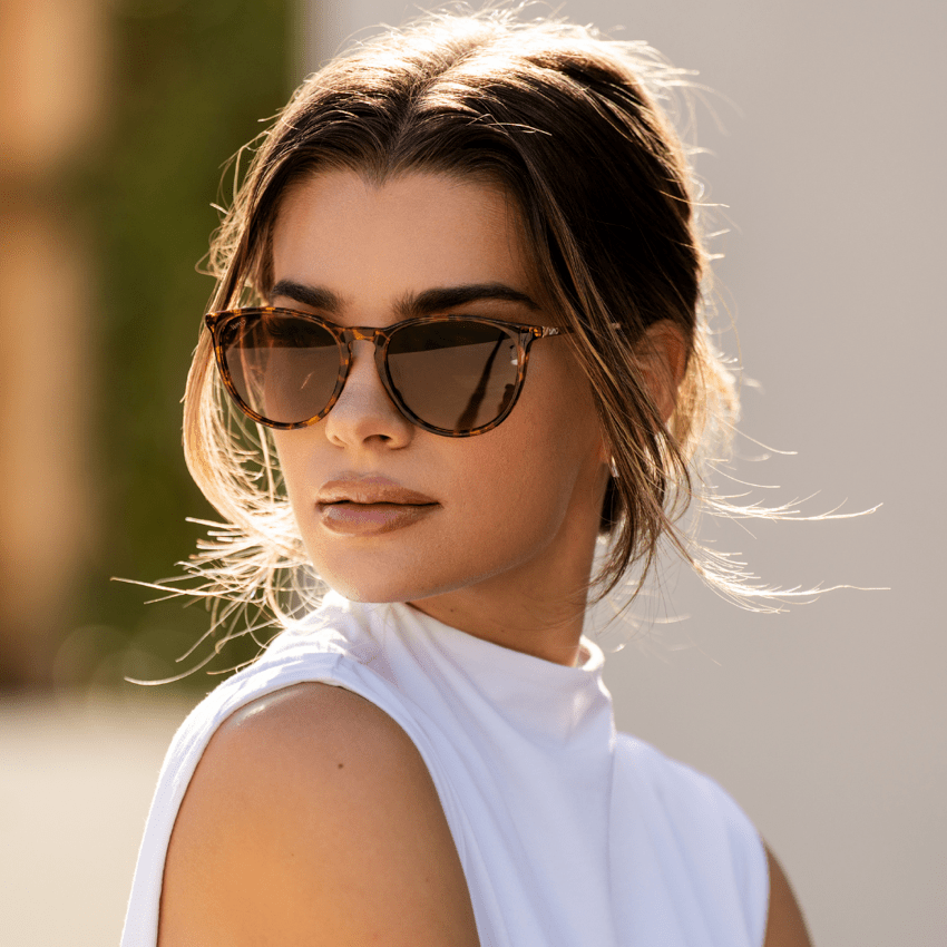 DREW Round Polarised Women's Sunglasses in Tortoise by WMP Eyewear