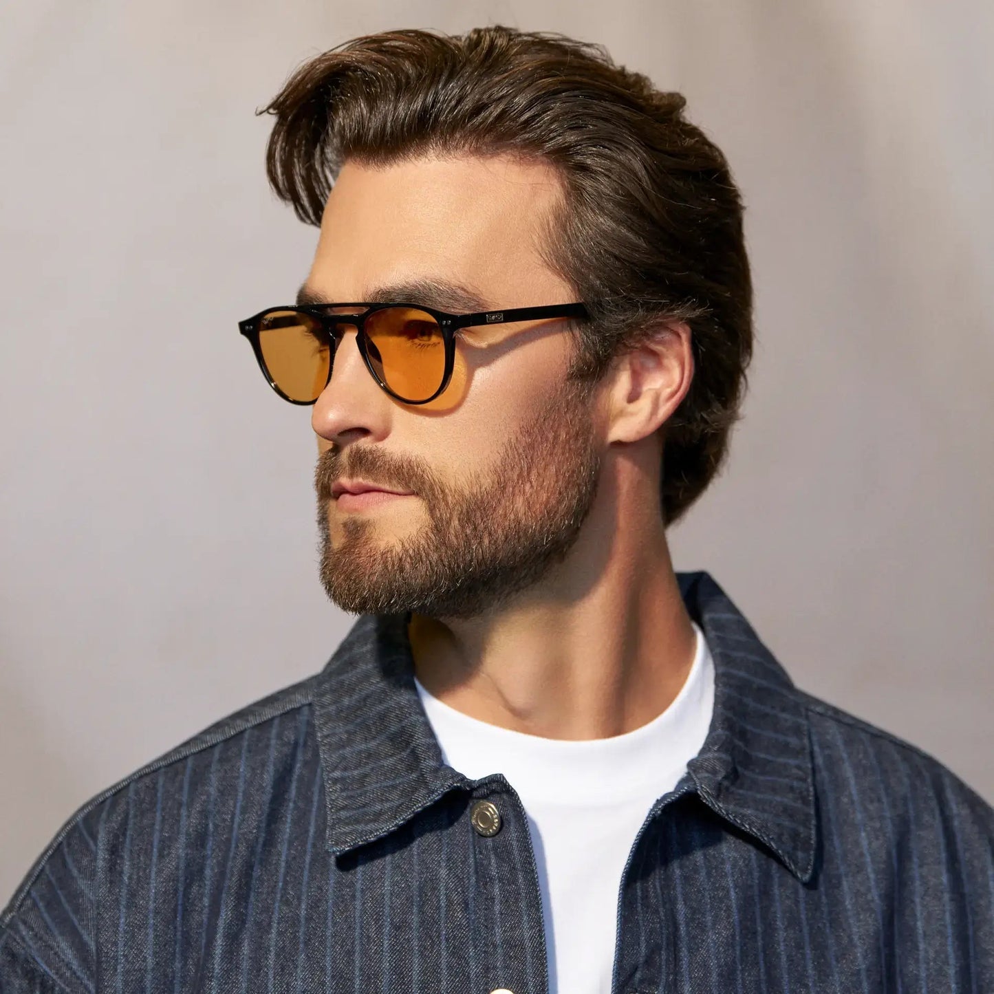 EASTON Men's Round Sunglasses in Black / Yellow Tint Lens by WMP Eyewear