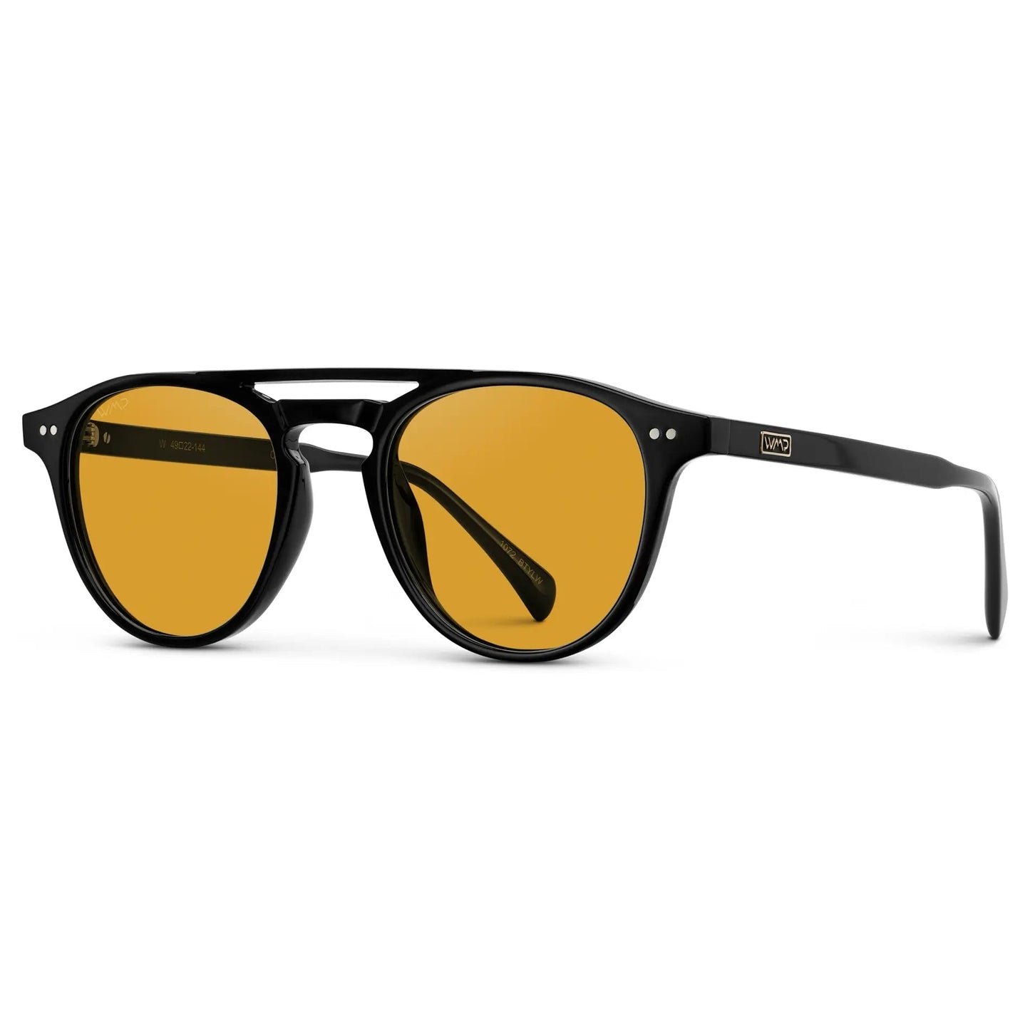 EASTON Men's Round Sunglasses in Black / Yellow Tint Lens by WMP Eyewear