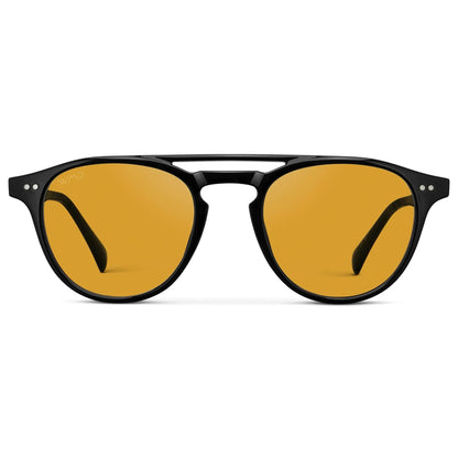 EASTON Men's Round Sunglasses in Black / Yellow Tint Lens by WMP Eyewear