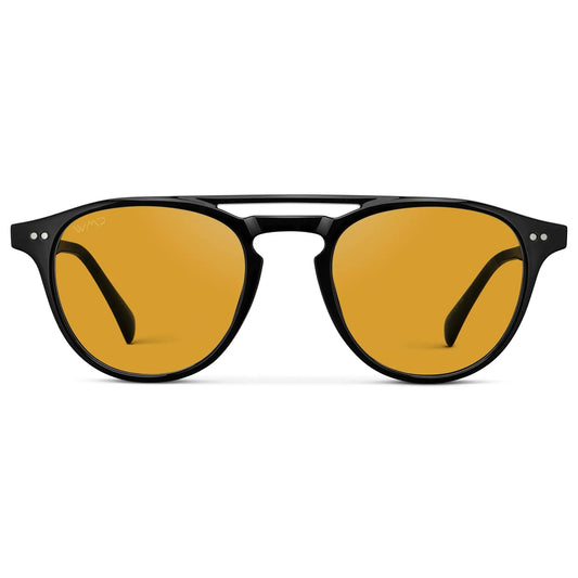 EASTON Men's Round Sunglasses in Black / Yellow Tint Lens by WMP Eyewear