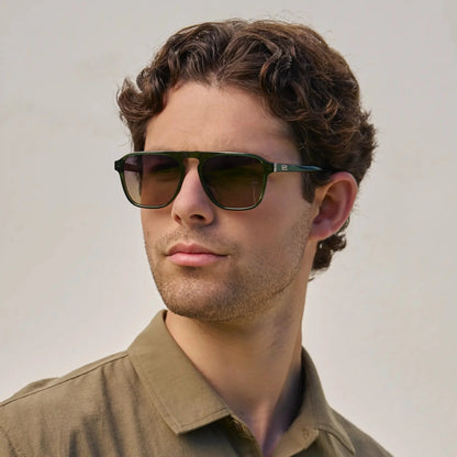 EMERSON Unisex Square Aviator Sunglasses in Jade Green WMP Eyewear