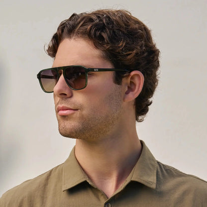 EMERSON Unisex Square Aviator Sunglasses in Jade Green WMP Eyewear