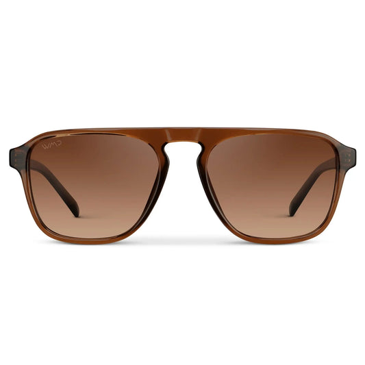 EMERSON Unisex Square Aviator Sunglasses in Terracotta Brown WMP Eyewear
