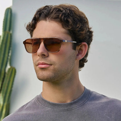 EMERSON Unisex Square Aviator Sunglasses in Terracotta Brown WMP Eyewear