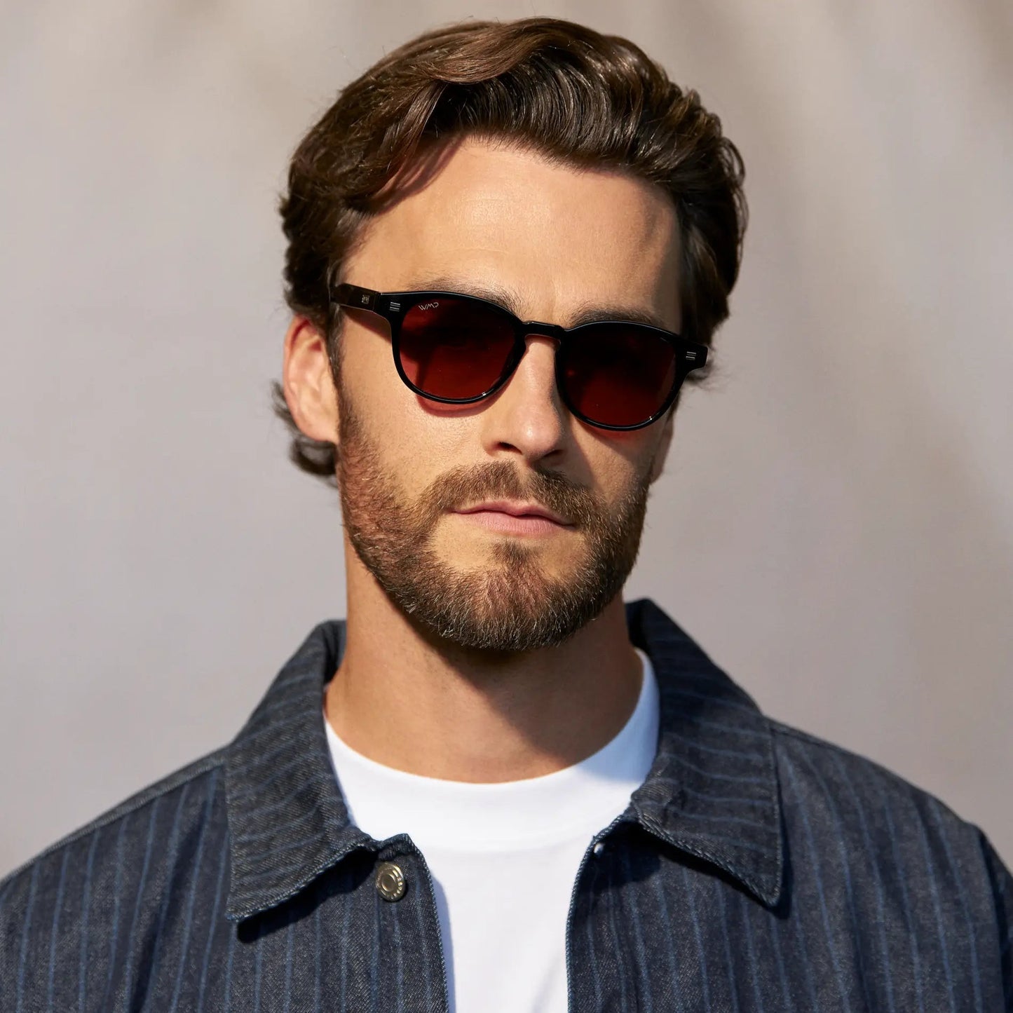 FELIX Mid-Century Unisex Black Sunglasses - Red Tinted Lens l WMP Eyewear