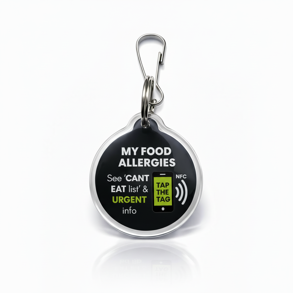 Food Allergy Alert Tag - Clip on NFC emergency info