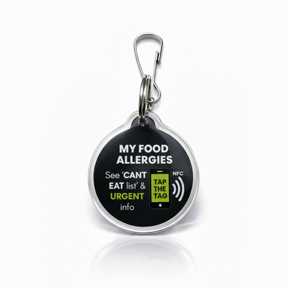 Food Allergy Alert Tag - Clip on NFC emergency info