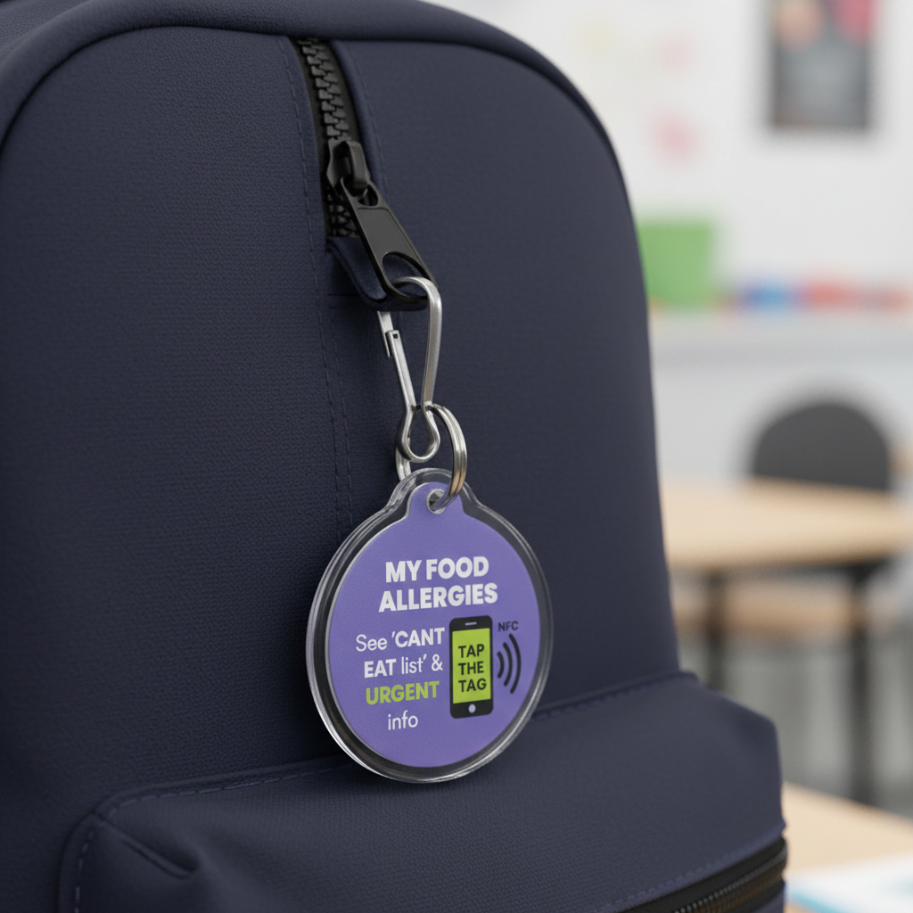 Food Allergy Alert Tag - Clip on NFC emergency info