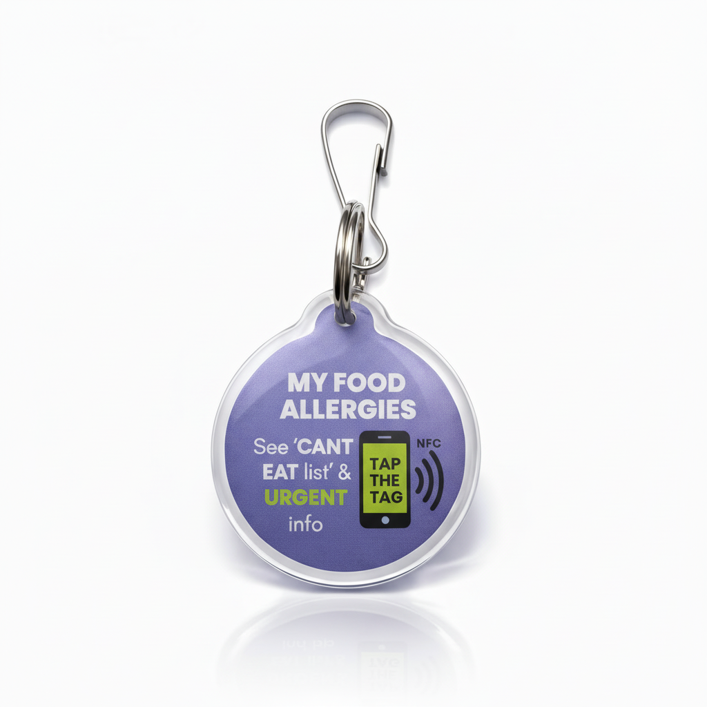 Food Allergy Alert Tag - Clip on NFC emergency info