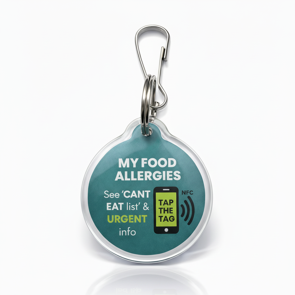 Food Allergy Alert Tag - Clip on NFC emergency info