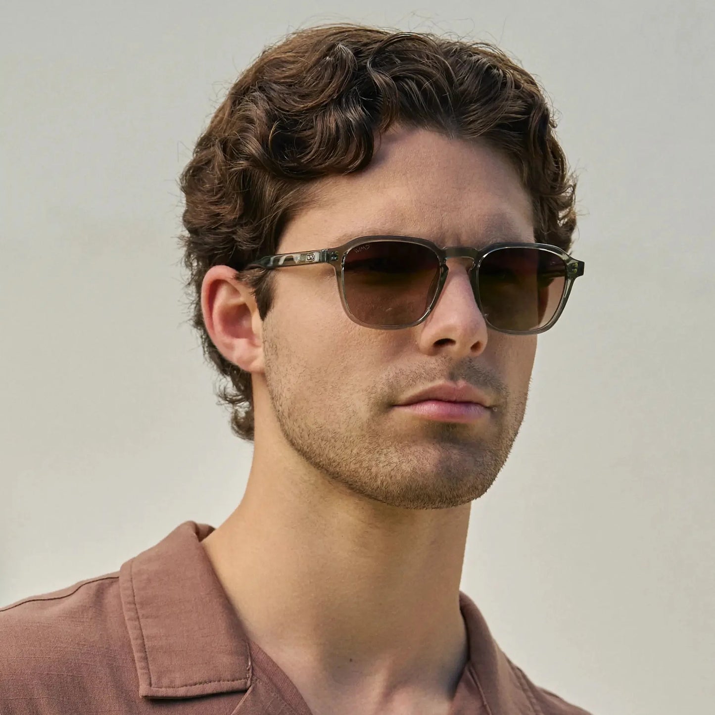 FRANCIS Men's Square Modern Retro Sunglasses in Sage Green l WMP Eyewear