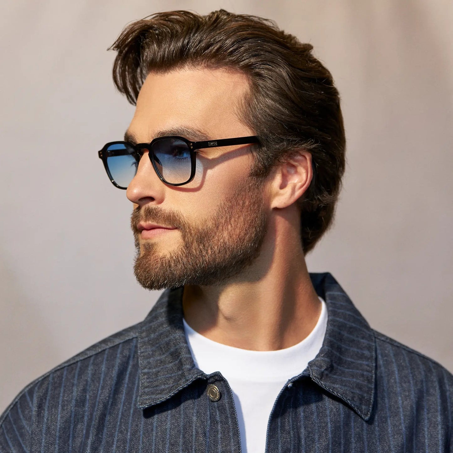 FRANCIS Men's Square Modern Sunglasses in Black / Blue Tinted Lens l WMP Eyewear