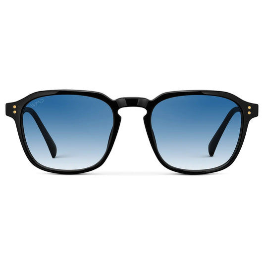 FRANCIS Men's Square Modern Sunglasses in Black / Blue Tinted Lens l WMP Eyewear
