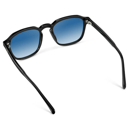 FRANCIS Men's Square Modern Sunglasses in Black / Blue Tinted Lens l WMP Eyewear