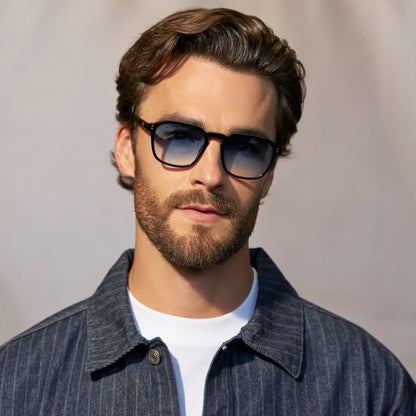 FRANCIS Men's Square Modern Sunglasses in Black / Blue Tinted Lens l WMP Eyewear
