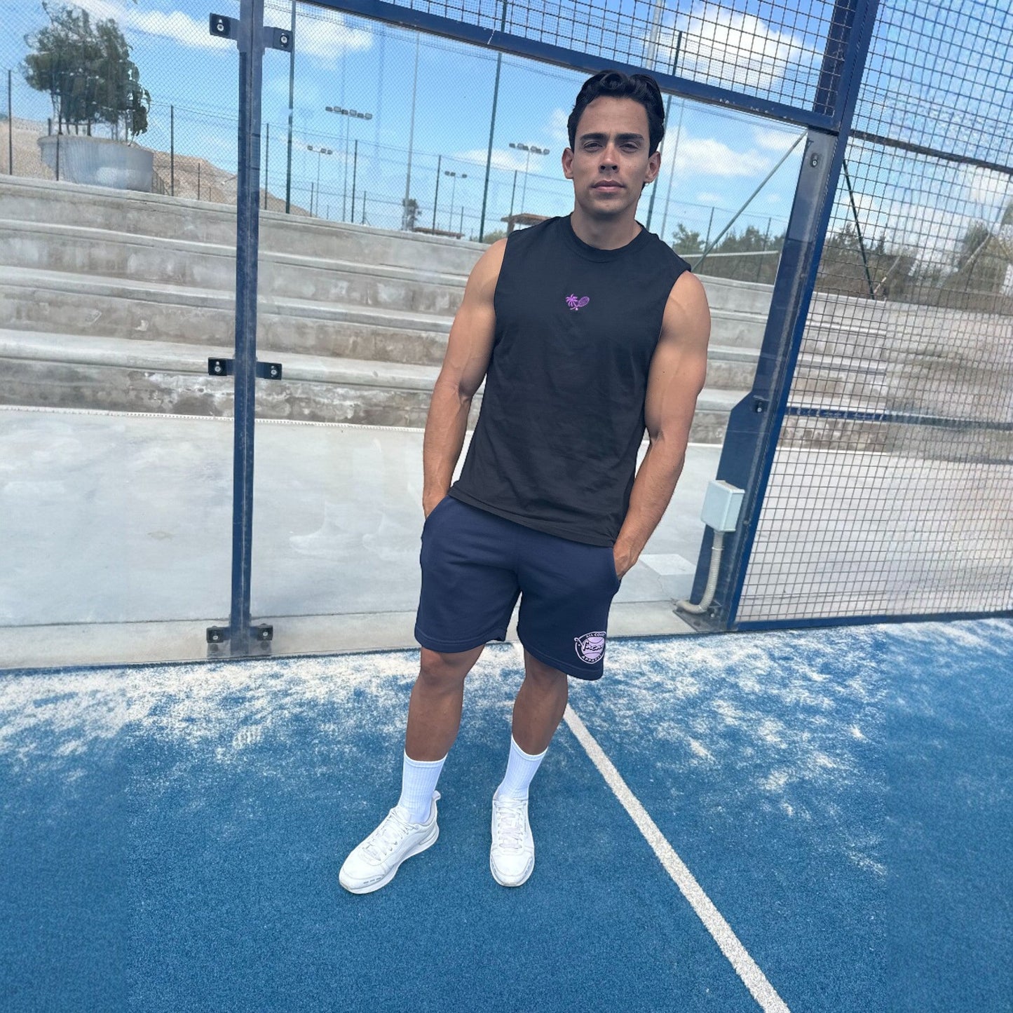 Men’s Performance Cotton Padel Tank Top – Black, Athletic Fit
