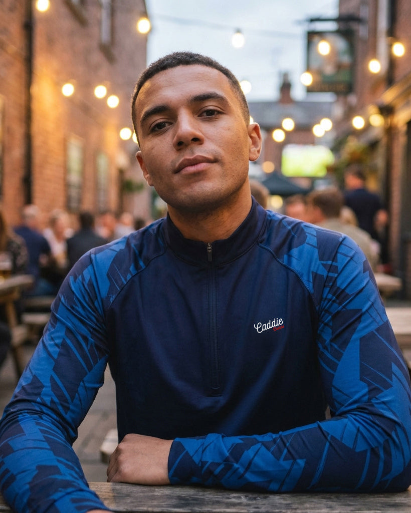 Men's Navy Golf 4-Way Stretch Performance Quarter Zip