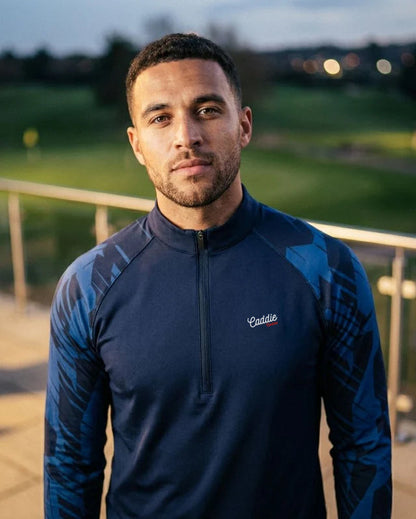 Men's Navy Golf 4-Way Stretch Performance Quarter Zip