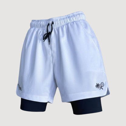 2 IN 1 PERFORMANCE MEN'S TEAM SHORTS - WHITE