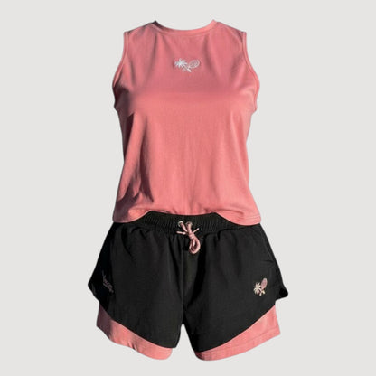 2 IN 1 PERFORMANCE WOMEN'S TEAM SHORTS - BLACK