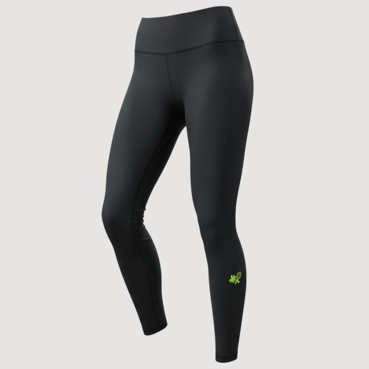 Women's High Rise Training Leggings 7/8 - Pure Black / Yellow