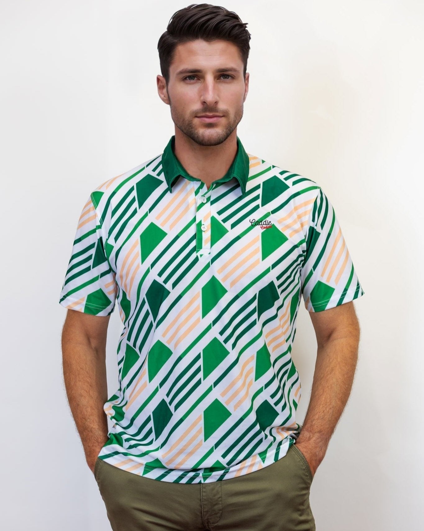 Green Geo Performance Golf Polo