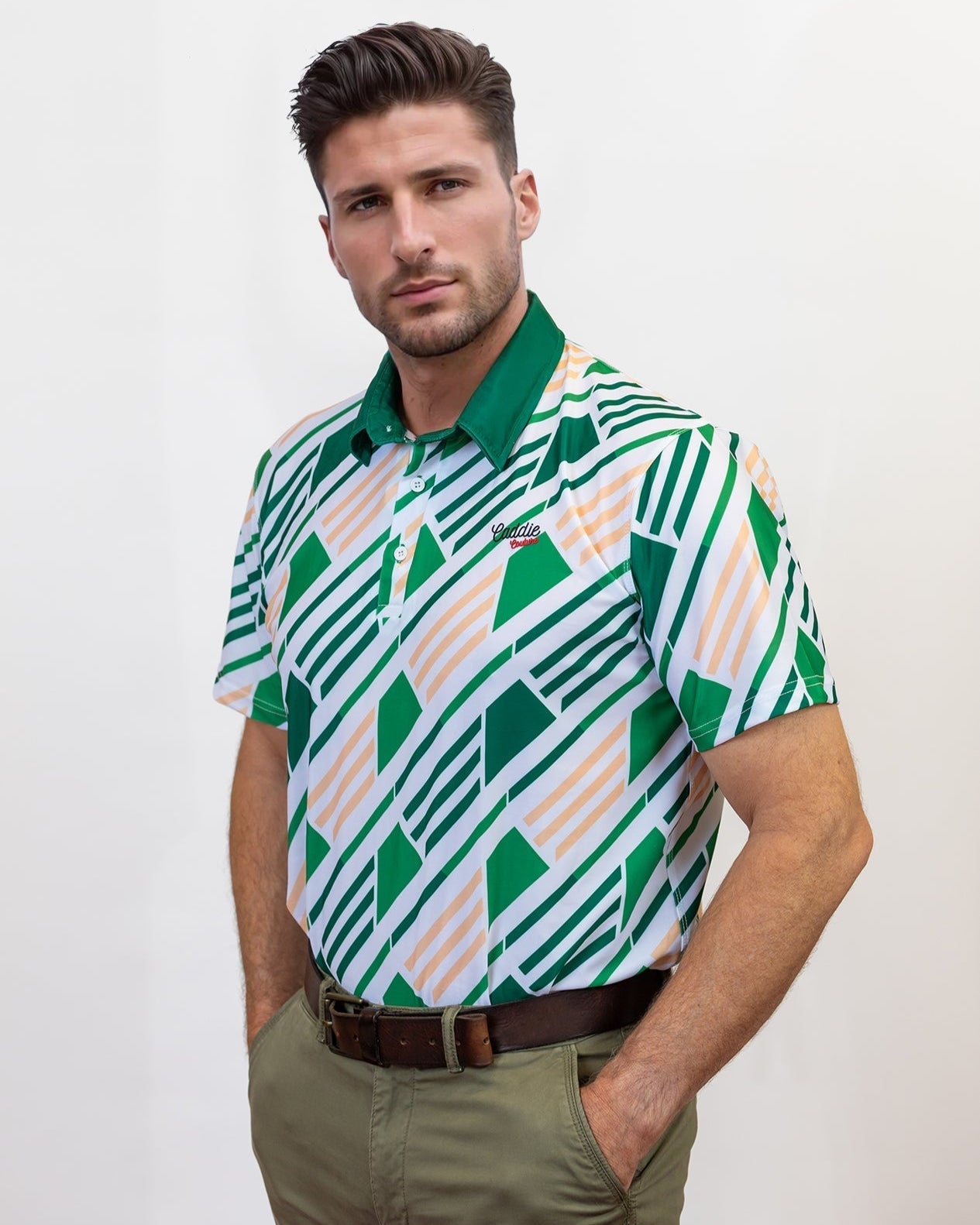 Green Geo Performance Golf Polo