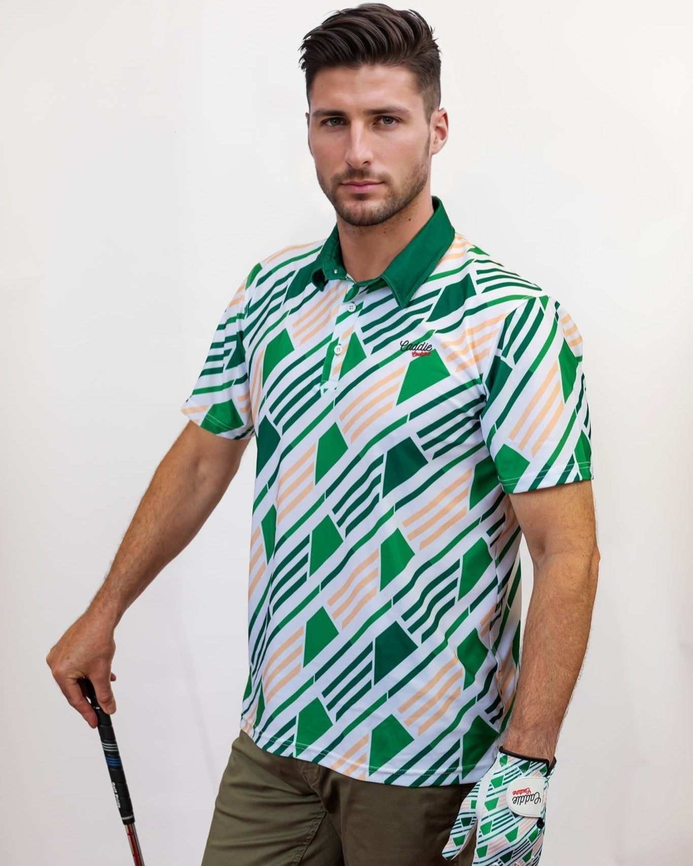 Green Geo Performance Golf Polo