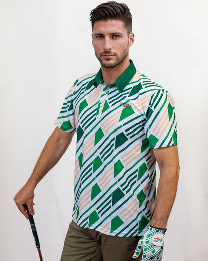 Green Geo Performance Golf Polo