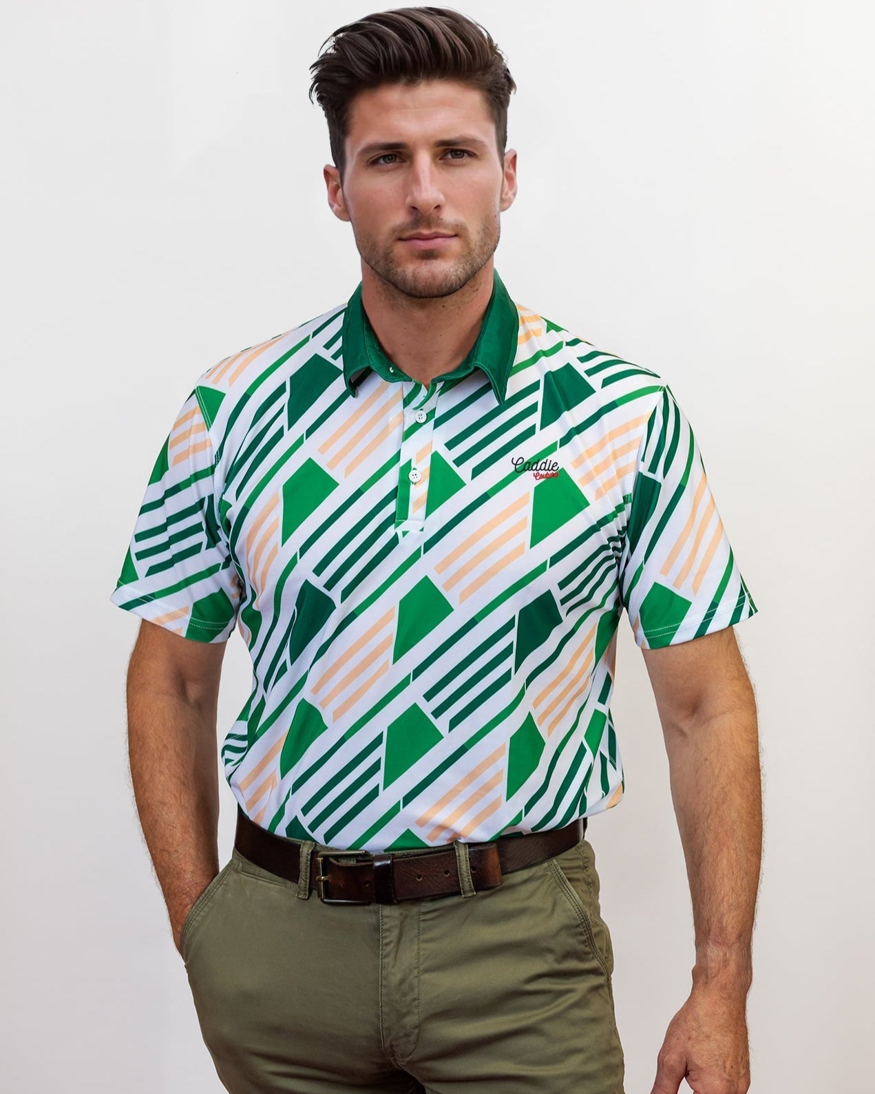 Green Geo Performance Golf Polo