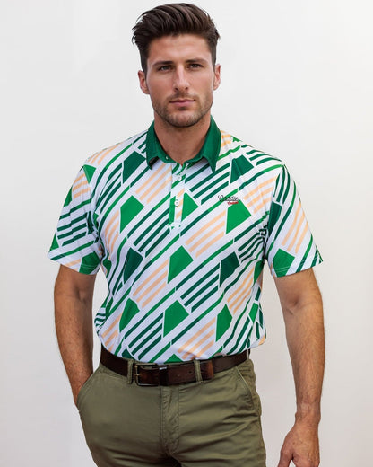 Green Geo Performance Golf Polo