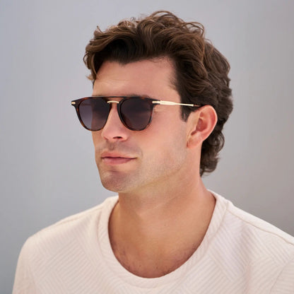 HAYES Men's Keyhole Round Sunglasses l Brown Tortoise / Gold - WMP Eyewear