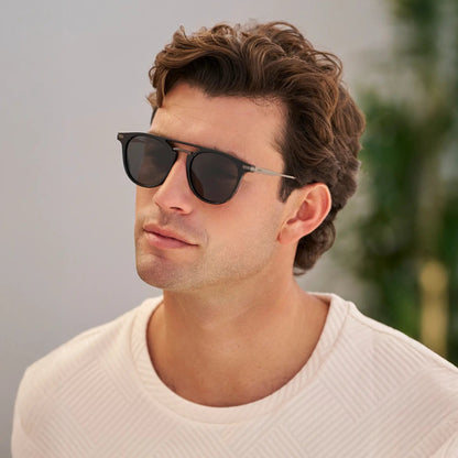 HAYES Men's Keyhole Round Sunglasses l Triple Black - WMP Eyewear