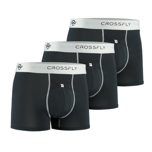 3-Pack: IKON X Men's 3" Trunks - Black/Silver