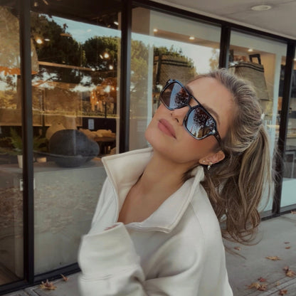 SYDNEY Oversized Retro Aviator Women's Sunglasses in Black Mineral by WMP Eyewear