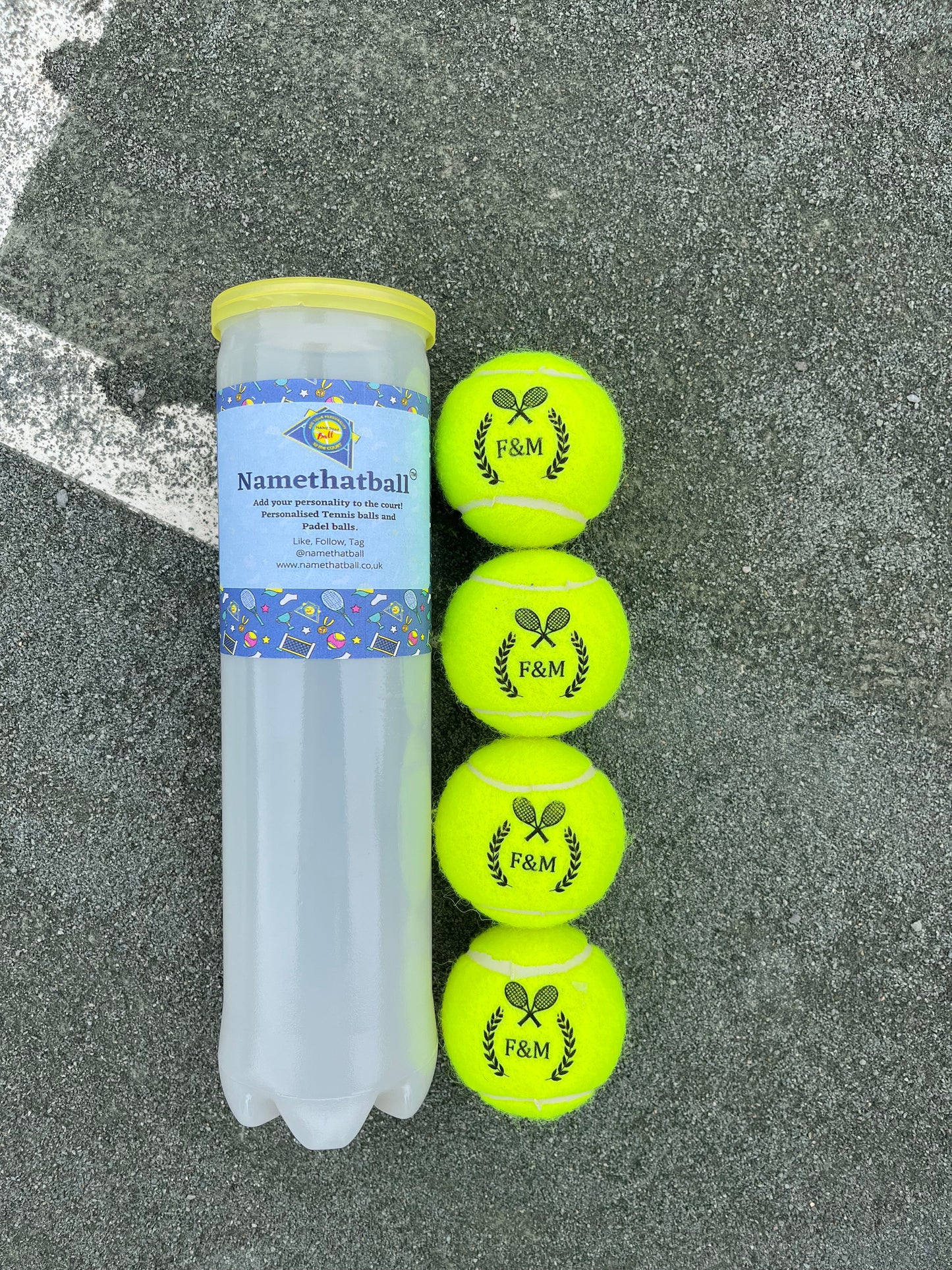 NTB - Adult Personalised Tennis Balls - Tennis Racket Emblem