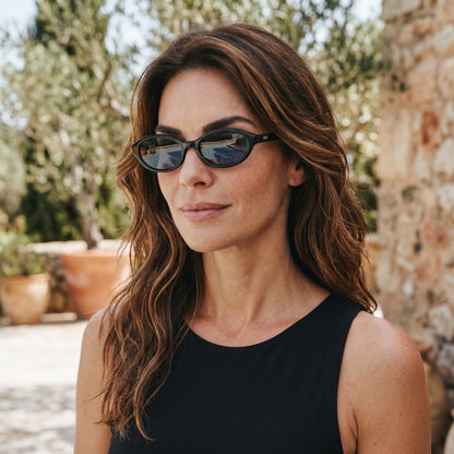 IVY Black Oval Sunglasses by Messy Weekend