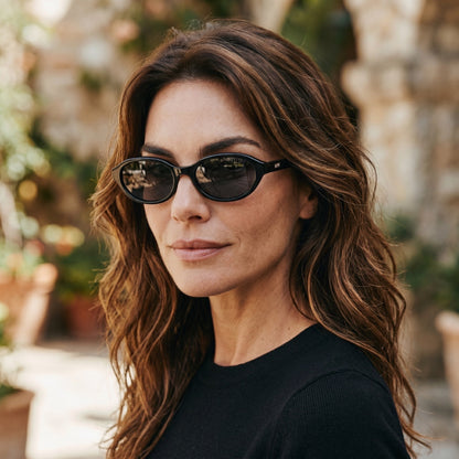 IVY Black Oval Sunglasses by Messy Weekend