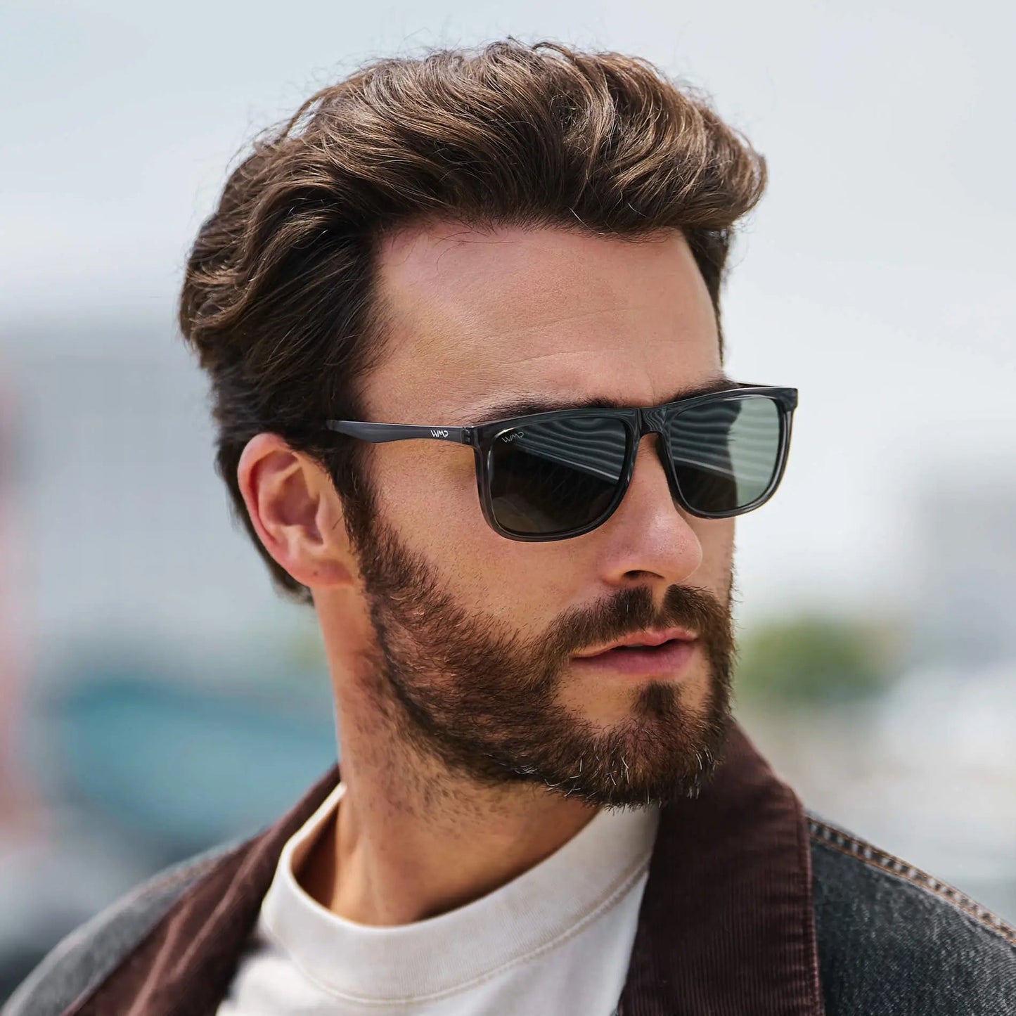 JACOB Rectangular Classic Men's Sunglasses in Steel Grey by WMP Eyewear