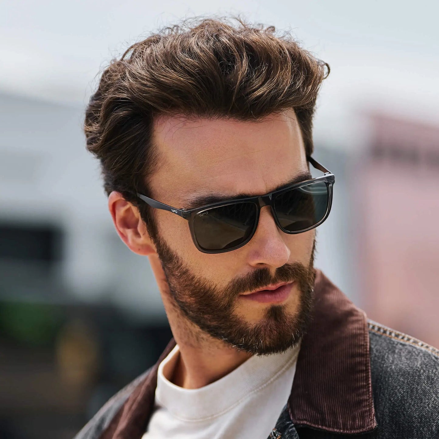JACOB Rectangular Classic Men's Sunglasses in Steel Grey by WMP Eyewear