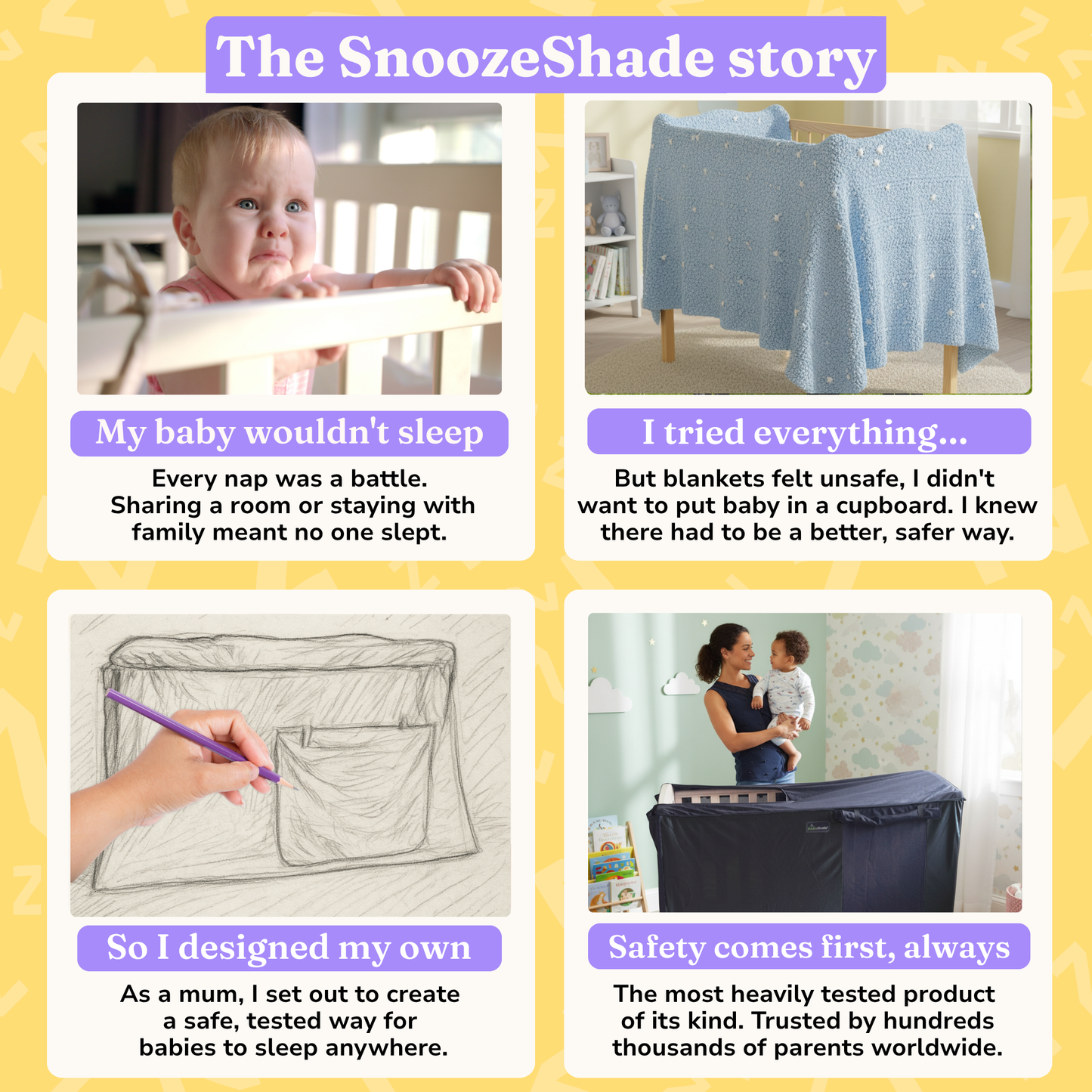SnoozeShade for Cots: blackout sleep shade for cots (120 x 60 cm mattress)