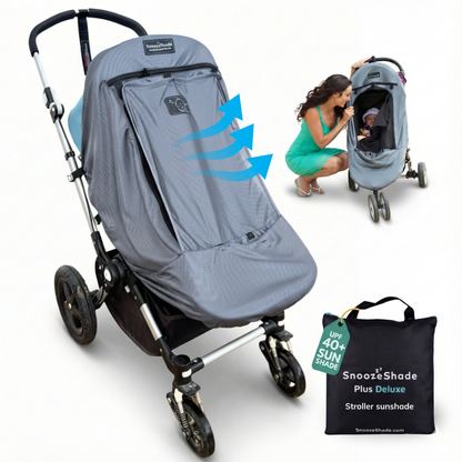 SnoozeShade Plus Deluxe: premium sun and sleep shade and insect net for buggies and pushchairs