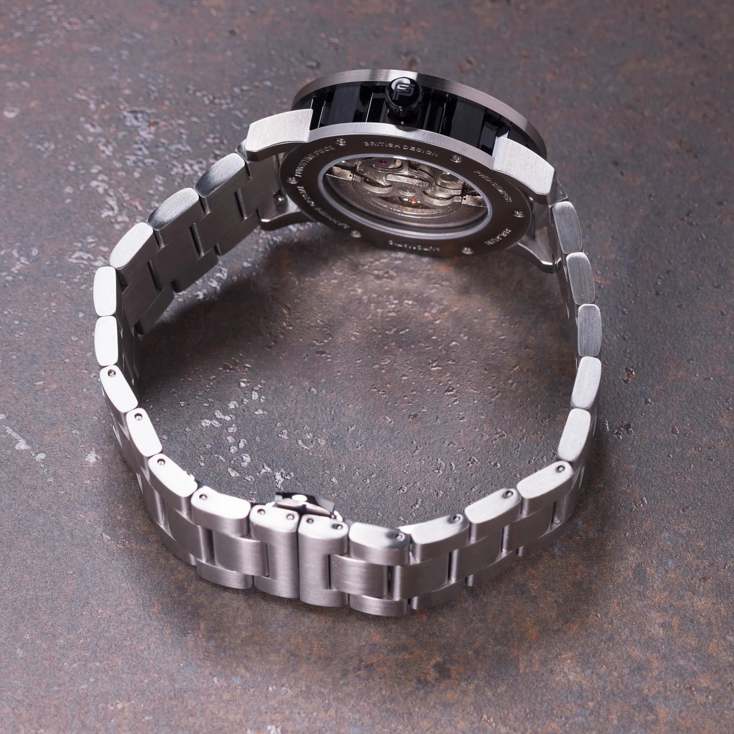 Mens Black Automatic Watch - Silver Stainless Steel Strap l PUNCH