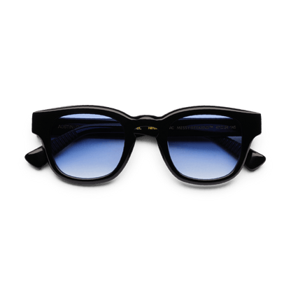 Messy Weekend Austin Rounded Square Sunglasses - Black / Blue Lens
