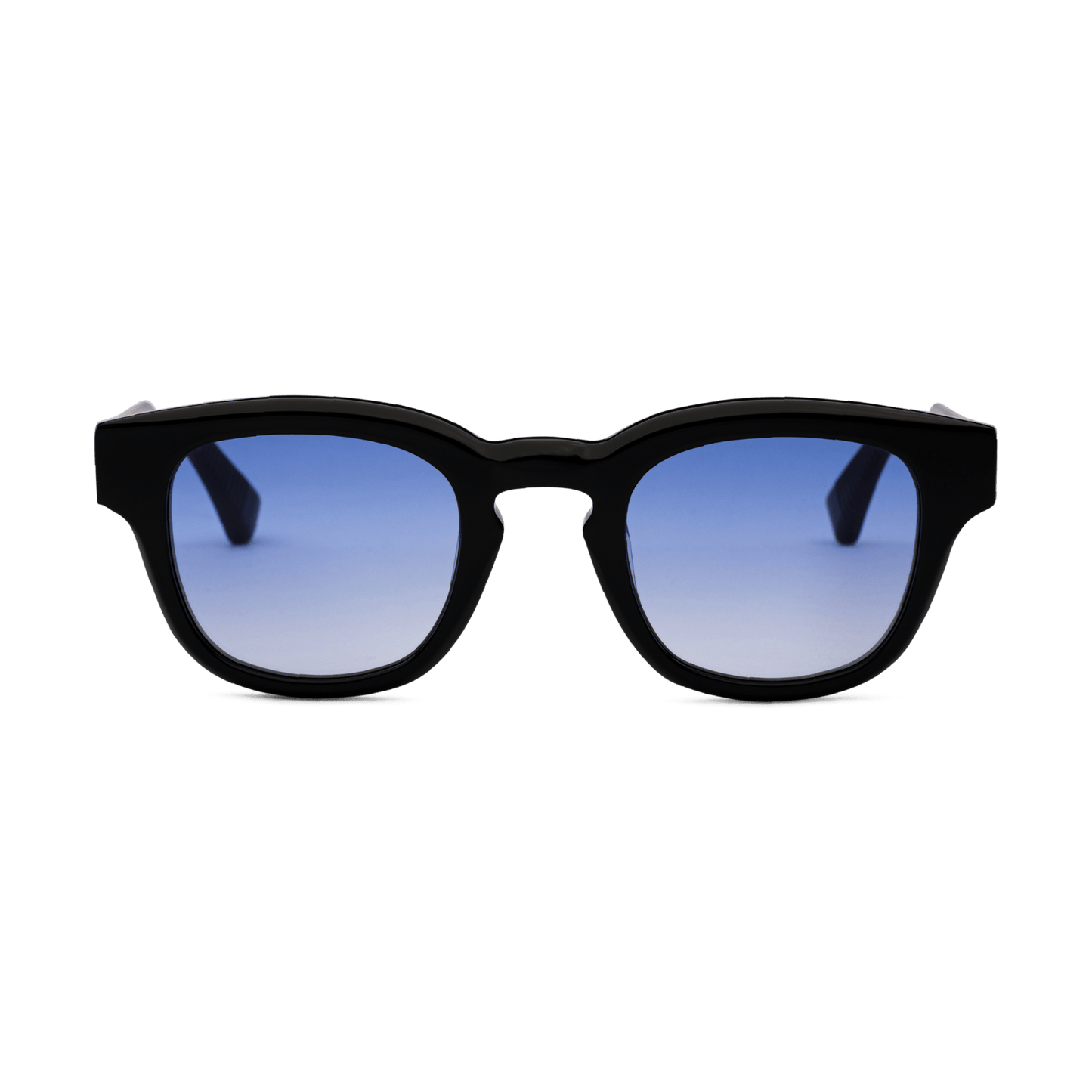Messy Weekend Austin Rounded Square Sunglasses - Black / Blue Lens