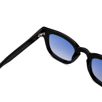 Messy Weekend Austin Rounded Square Sunglasses - Black / Blue Lens