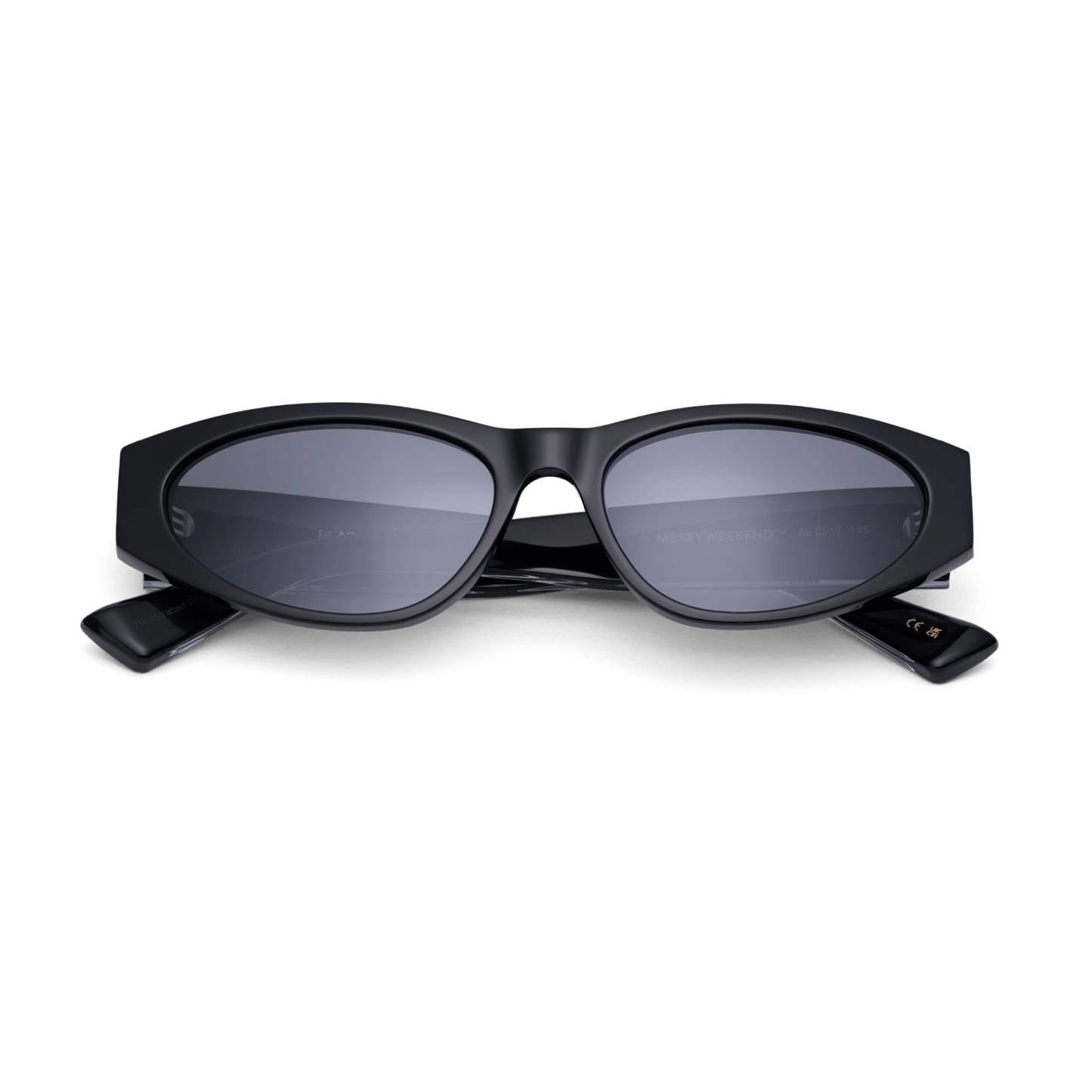 Messy Weekend Blade Slim Cat Eye Sunglasses - Black Reveal