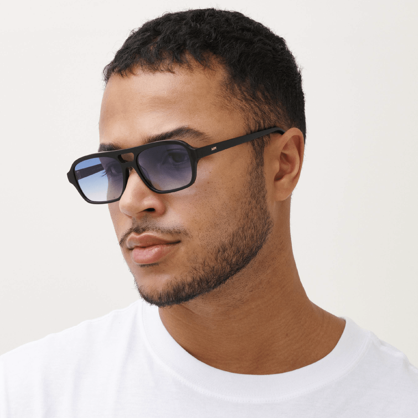 BURT Black Gradient Blue Aviator Sunglasses by Messy Weekend